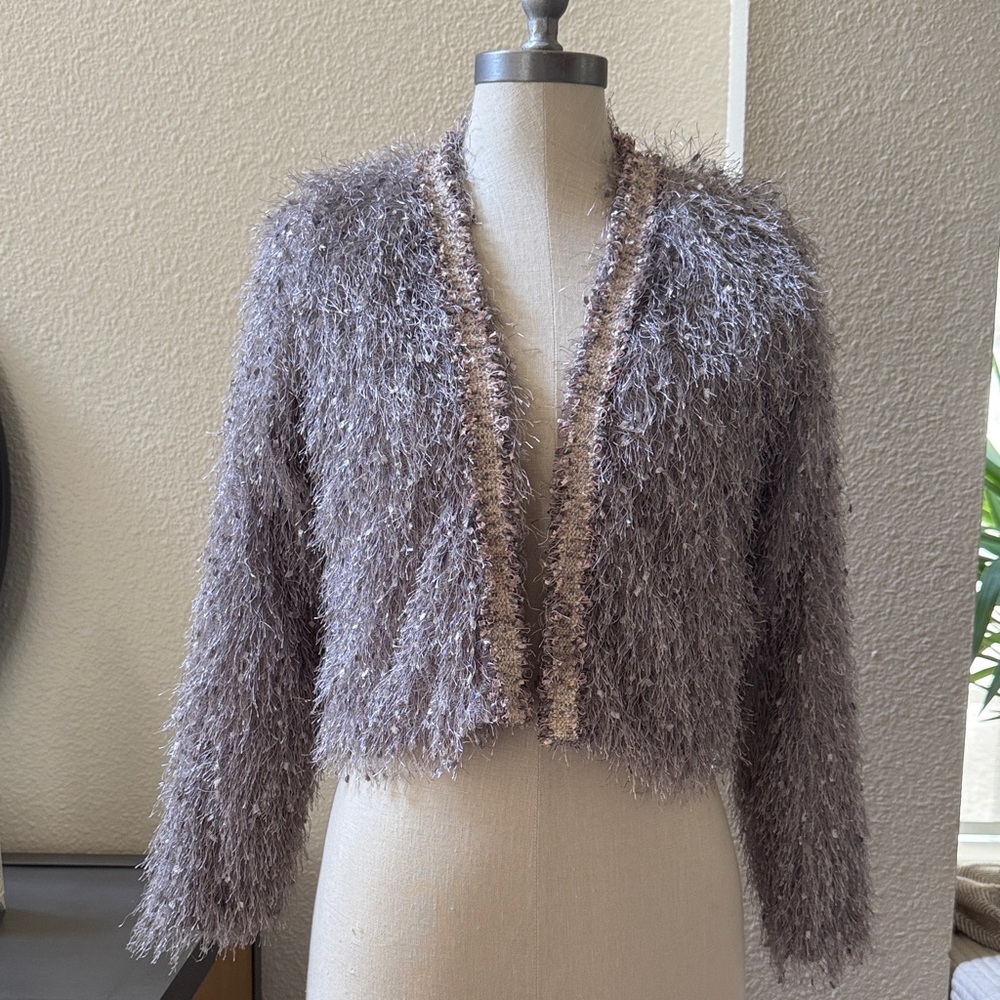 Stylist Fuzzy Cardigan in Gray - Picture 3 of 7